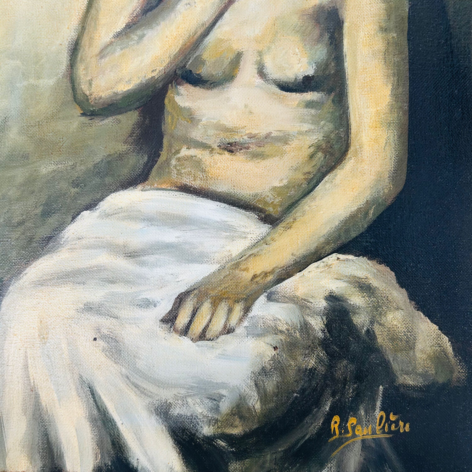 Brown female table signed R. Pauliere