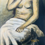 Brown female table signed R. Pauliere