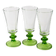Set of 3 Vintage Green-Footed Glasses / Rare Liquor Flutes / Italy / 1960s