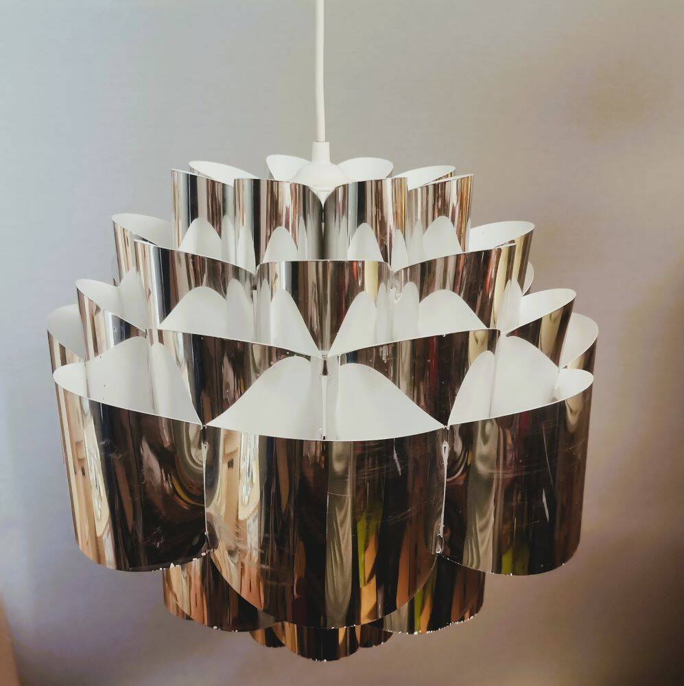 Mid Ventury Modern silver Danish hanging lamp