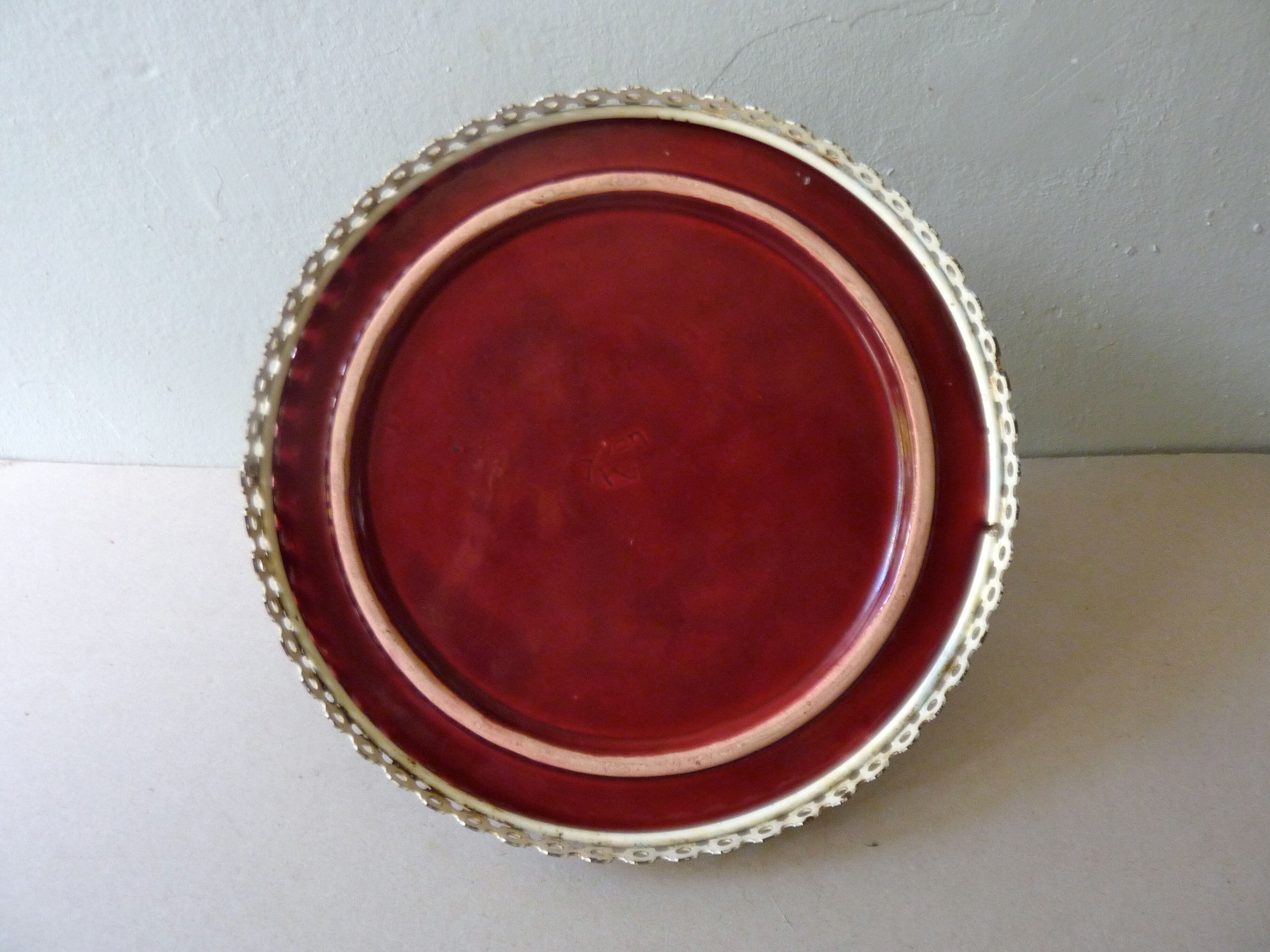 Serving tray in ceramic by Yvon Roy and metal from the 1950s