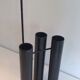 Designer umbrella stand in black lacquered metal