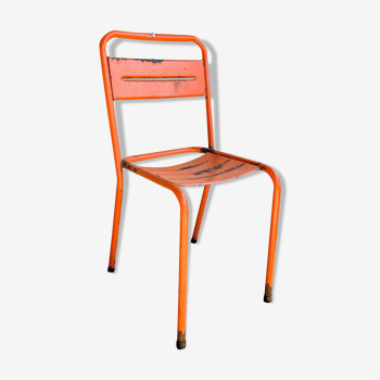 Chaise métal bistrot patine orange