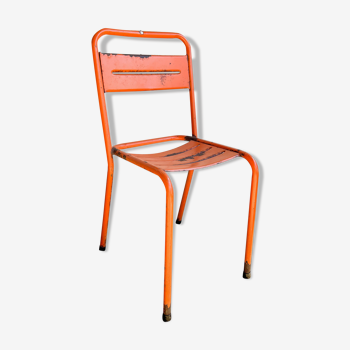 Metal chair bistro patina orange