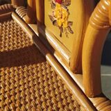 Pair of vintage bedsides in rattan and bamboo