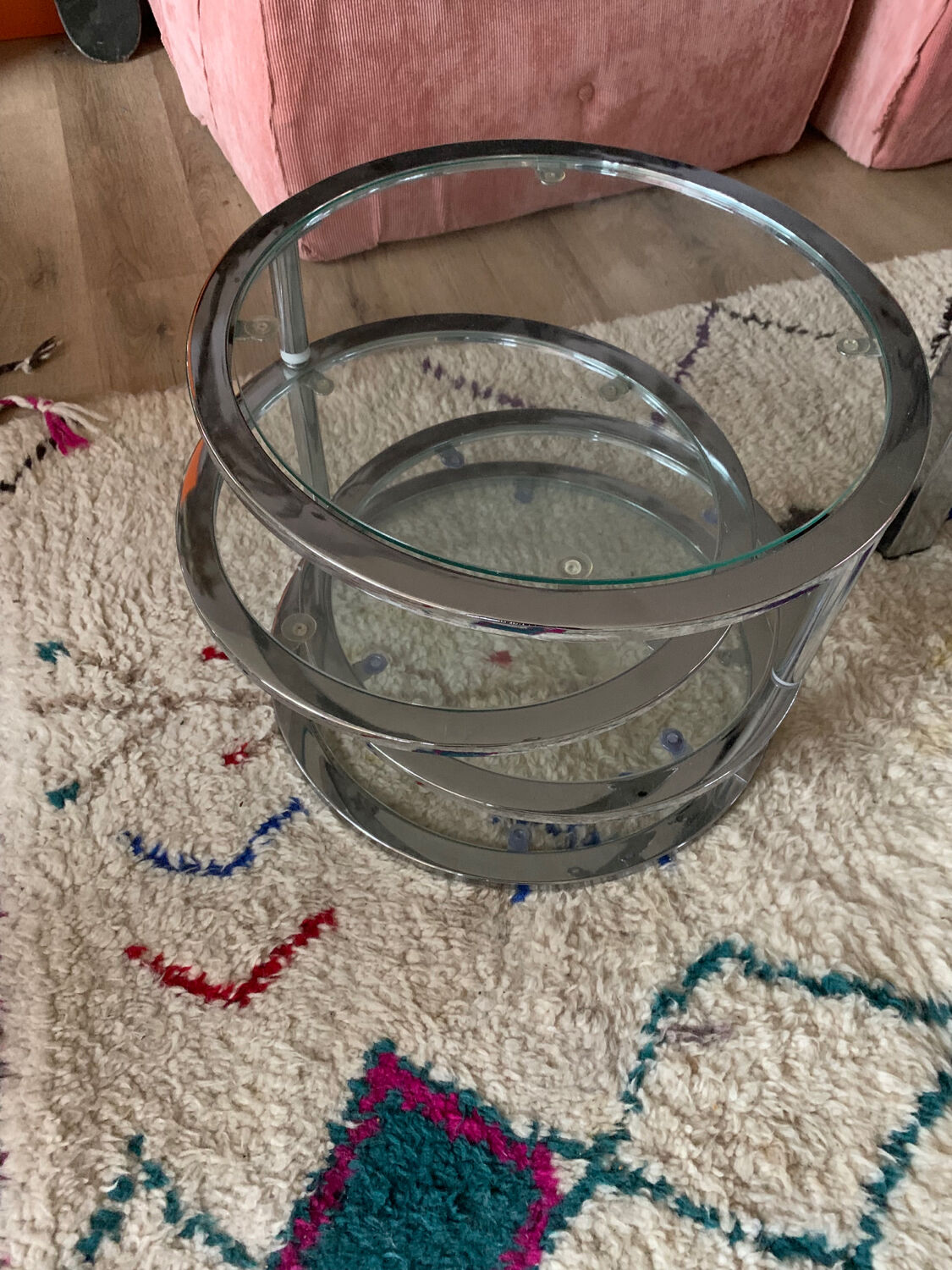 Chrome round coffee table
