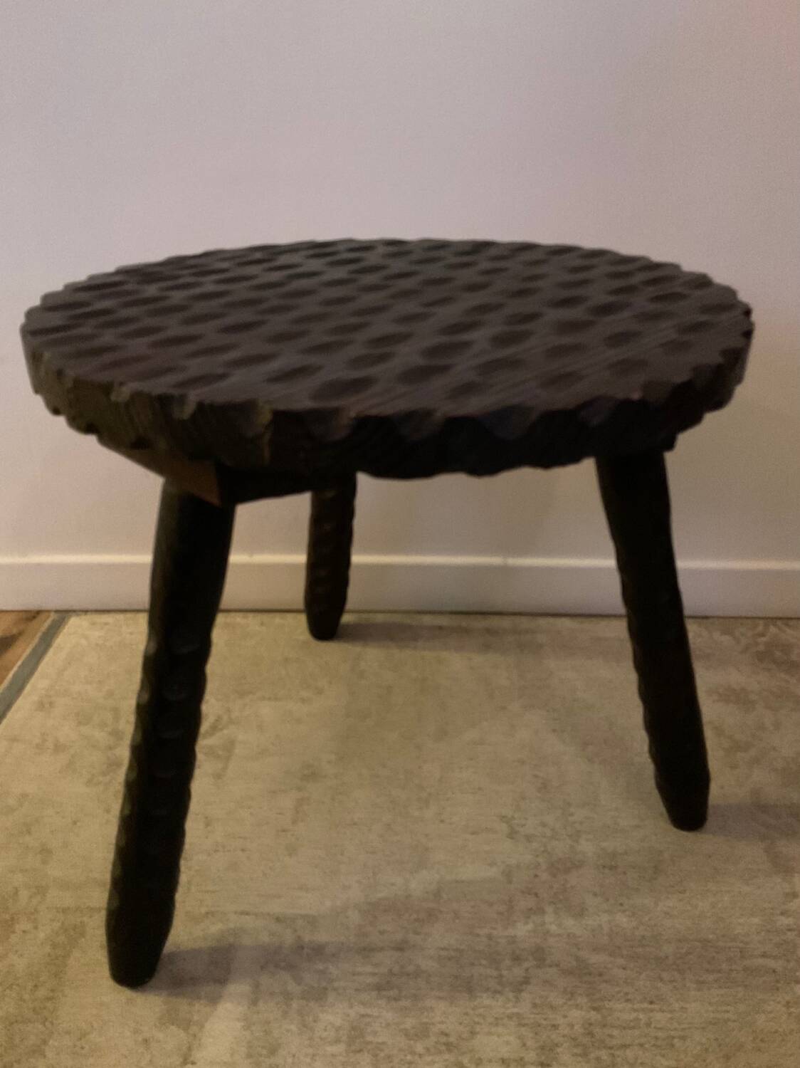 Vintage Brutalist Coffee Table in Solid Wood