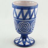 Duo mazagran/blue calice Robert Picault ceramic Vallauris