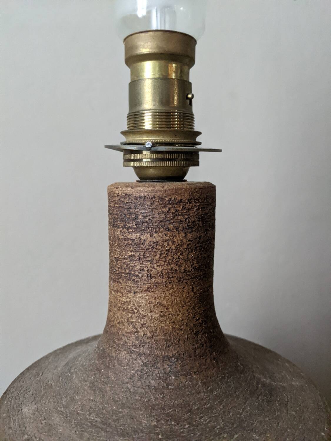 Lamp base in stoneware, handcrafted, bohemian Scandinavian style.