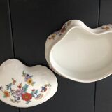 Bonbonnière en porcelaine motifs floraux fin 19eme