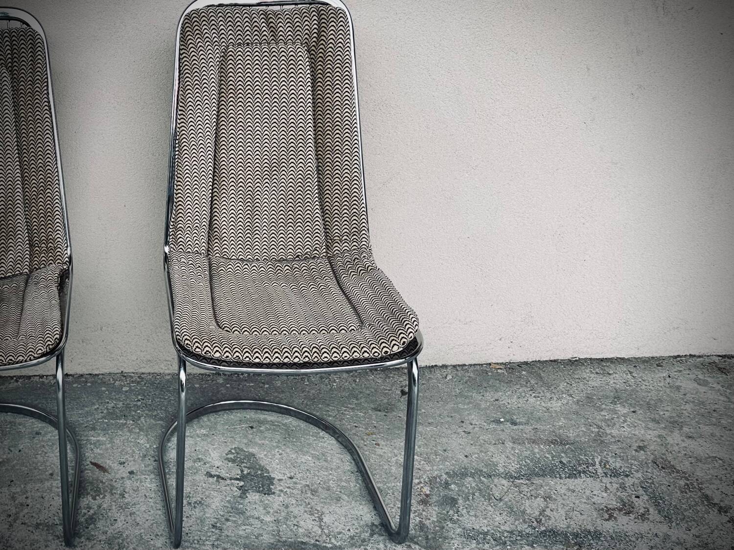 Vintage sled chair by Gastone Rinaldi in chrome wire, 1970s made in Italy