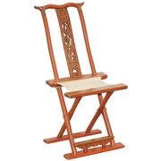 Antique Chinese folding chair with carvings, circa 1900-1920.