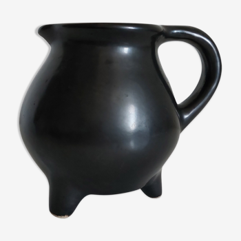 Vintage satin black tripod vase