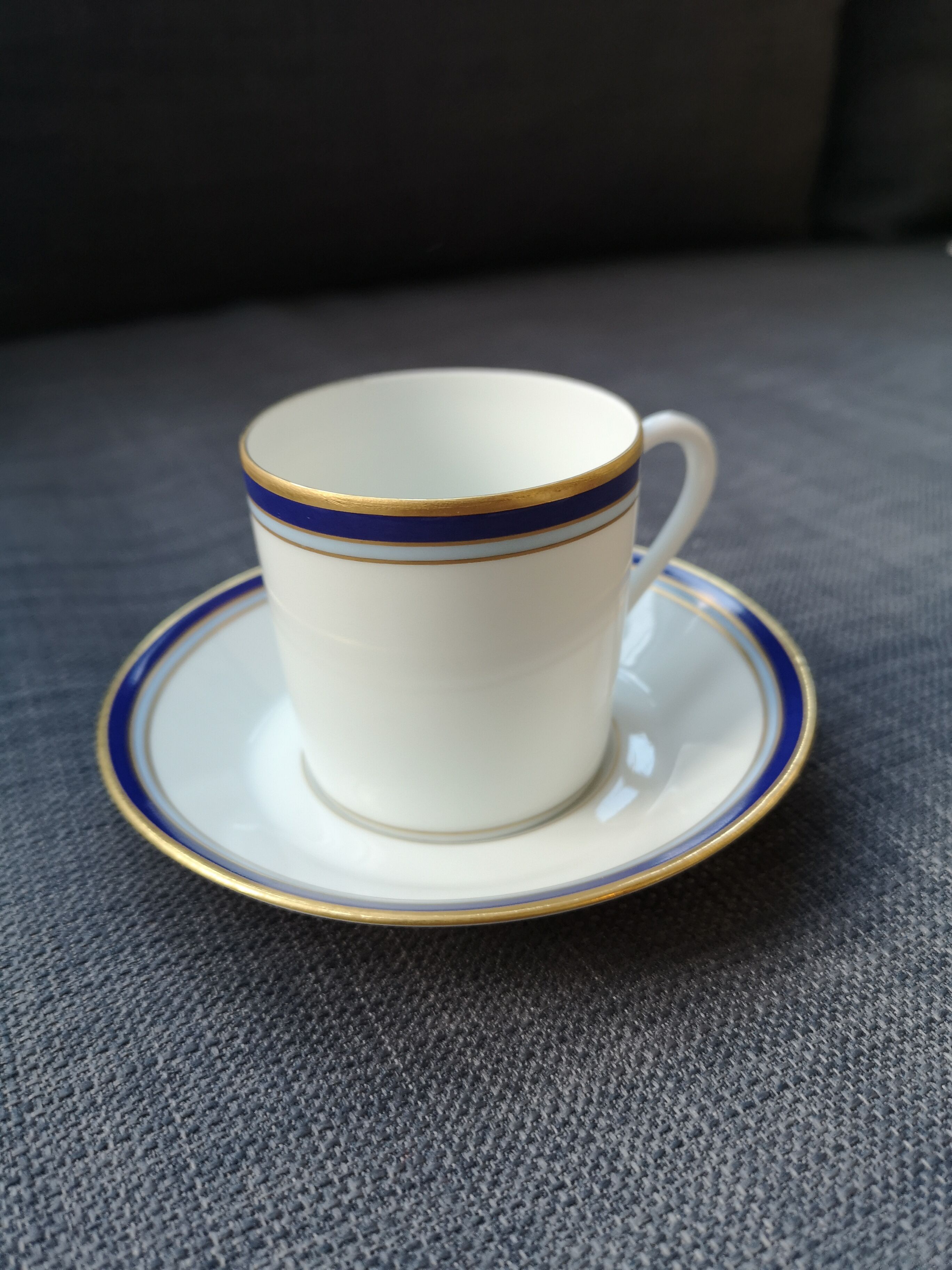 Haviland coffee cup and saucers - midnight blue collection - porcelain limoges