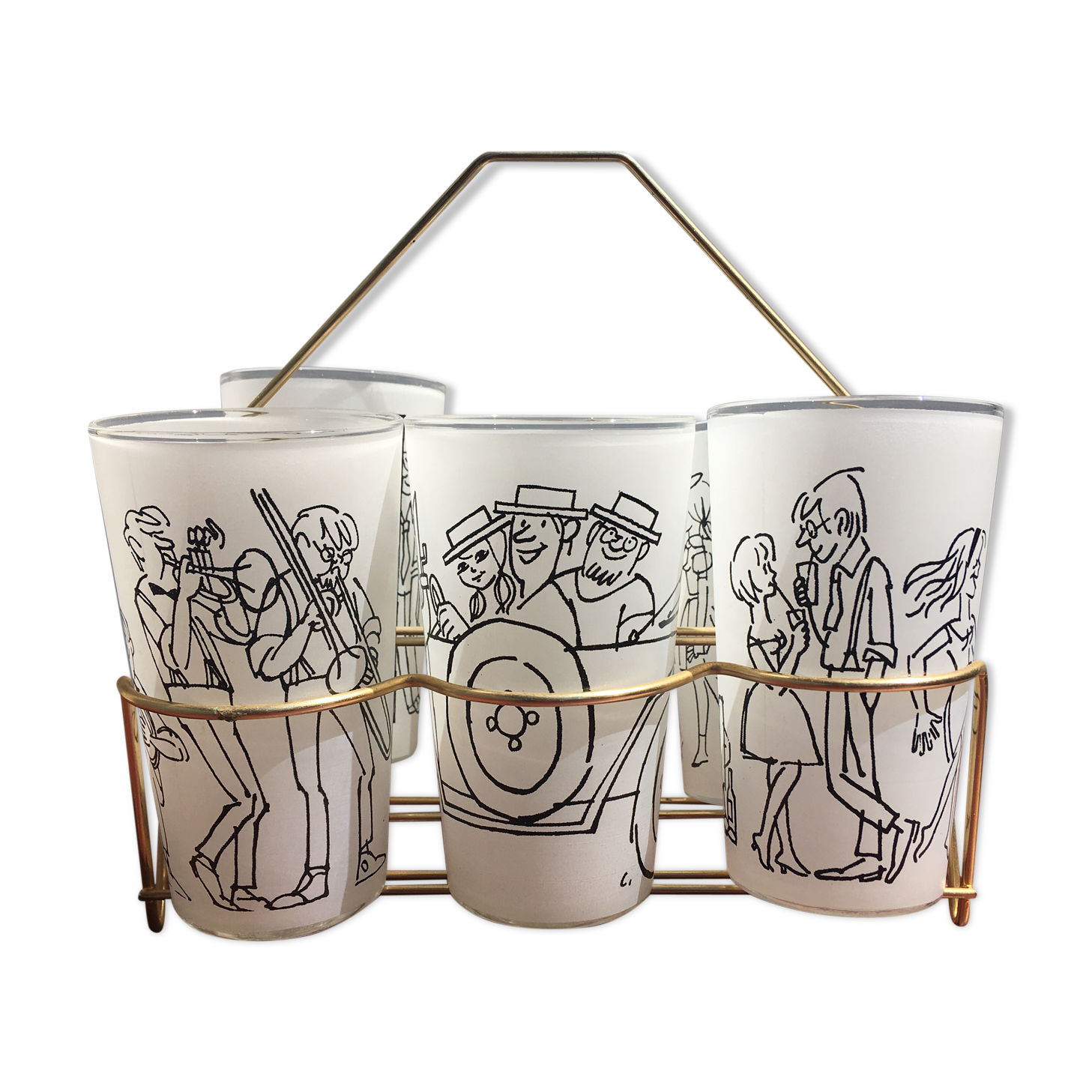 Set of glasses drawn by Cabù