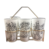 Set of glasses drawn by Cabù