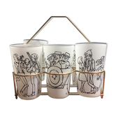 Set of glasses drawn by Cabù