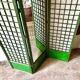 3-leaf screen in green wood, ecru paper and mirror