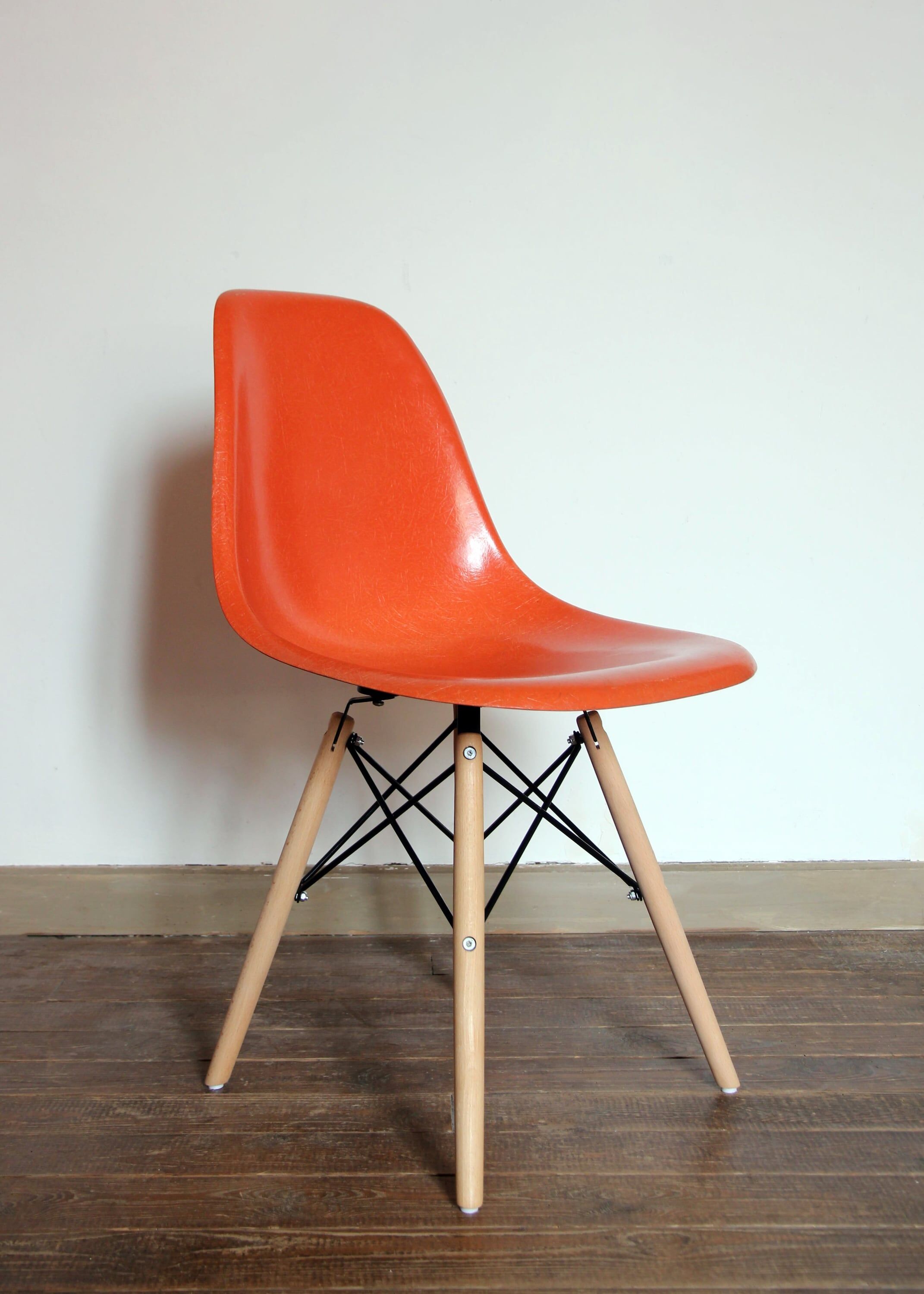Pair of DSW Orange Chairs by Charles and Ray Eames for Herman Miller