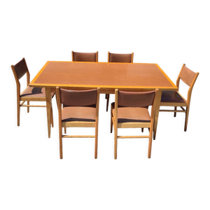 Table en teck formica - style scandinave
