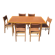 Table en teck formica + 10 chaises style scandinave vintage