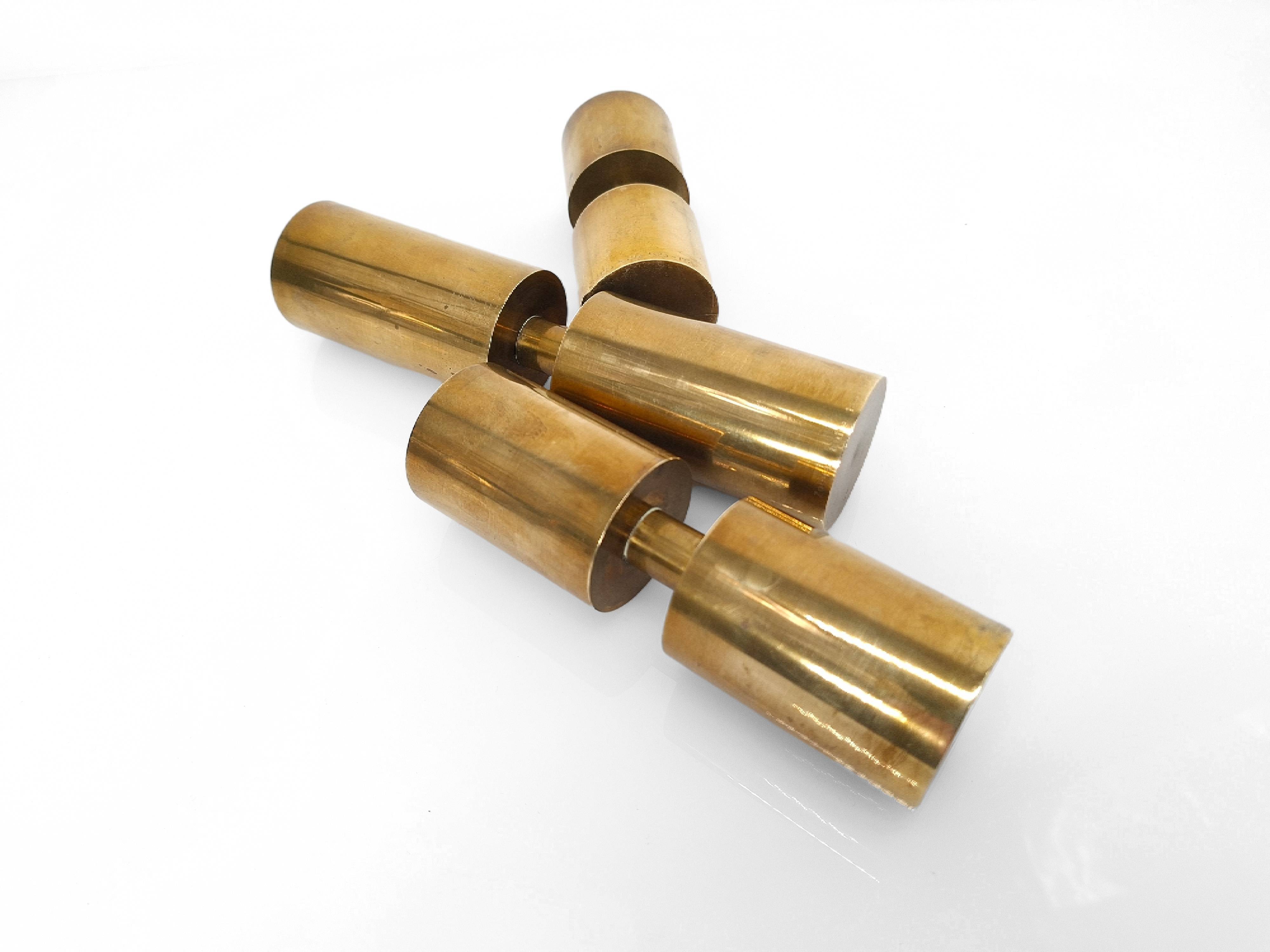 3 Scandinavian candlesticks in solid brass Thelma Zoega, Sweden, 1976