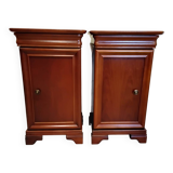 Pair of Louis Philippe style bedside tables in cherry wood.