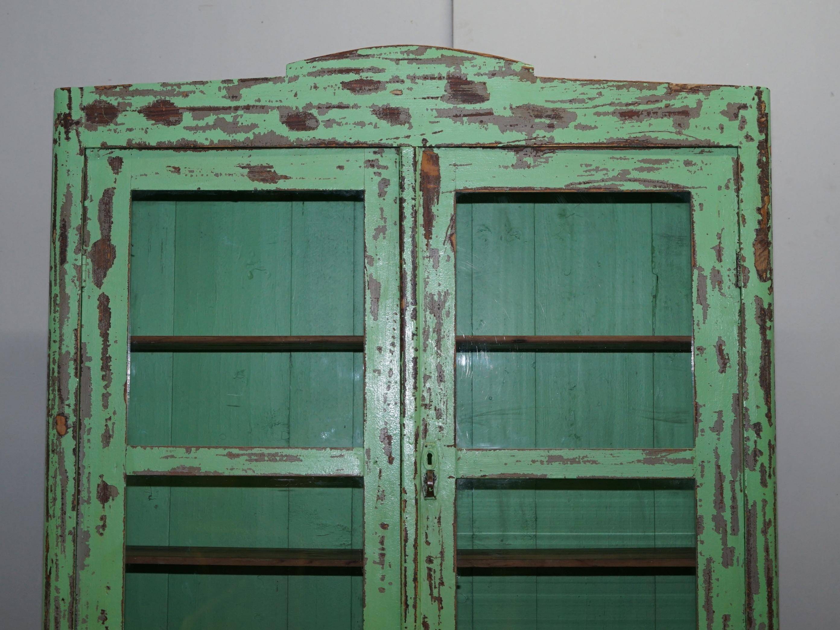 Victorian Green Patinated Buffet, Library or Cabinet