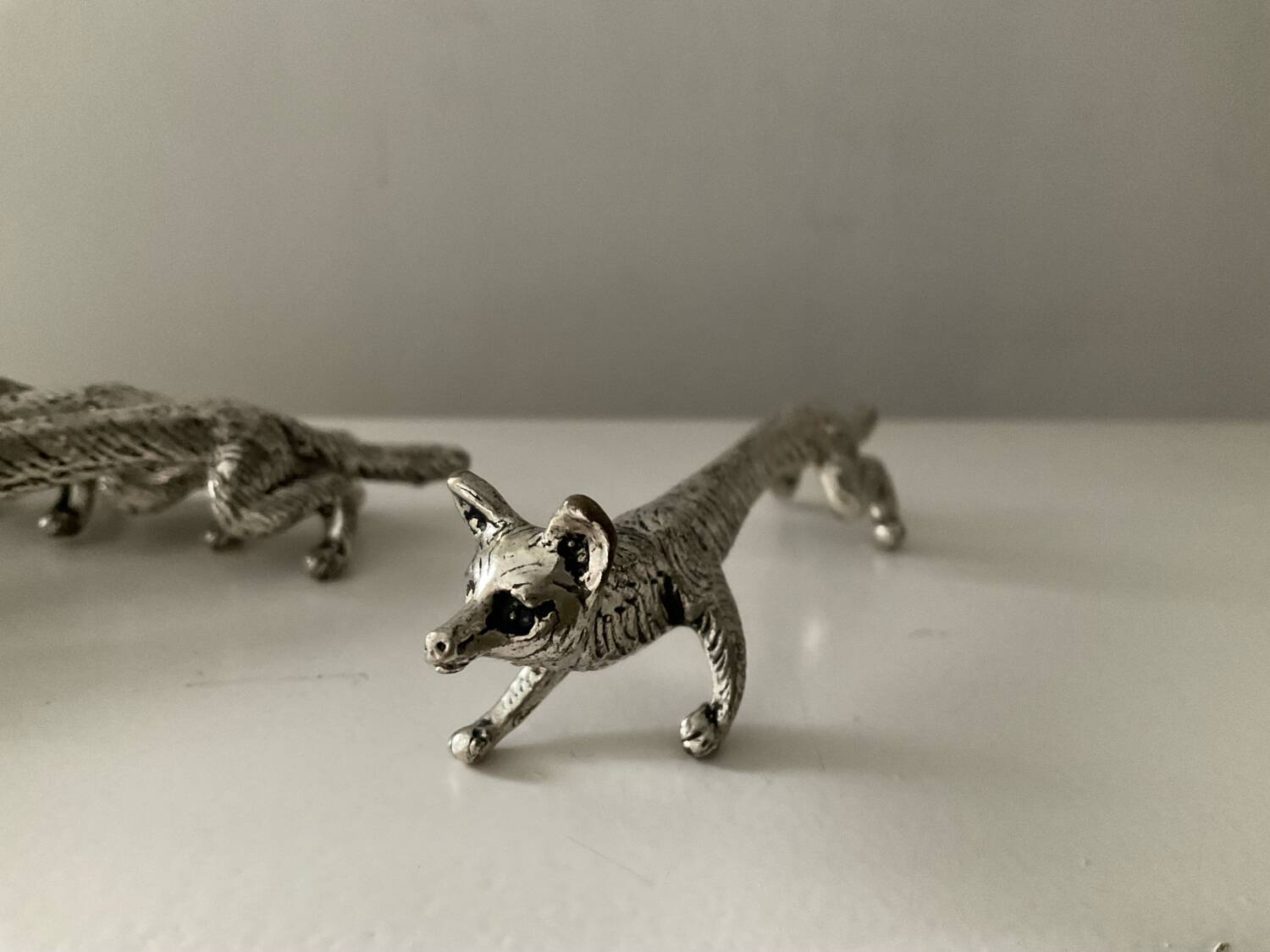 Set of 6 silver-plated fox knife rests