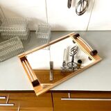 Wooden top and mirror and 8 glass ramekins