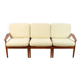 3 Chauffeuses Formant Banquette Danoise de Grete Jalk Édition Glostrup 1960