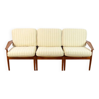 3 Low Chairs Forming Danish Bench by Grete Jalk Glostrup Edition 1960
