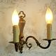 French vintage traditional double brass wall sconce scrolled arms
