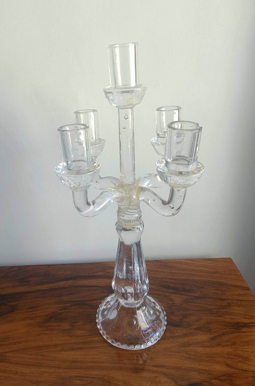 Chandelier, candelabra in bubbled blown glass