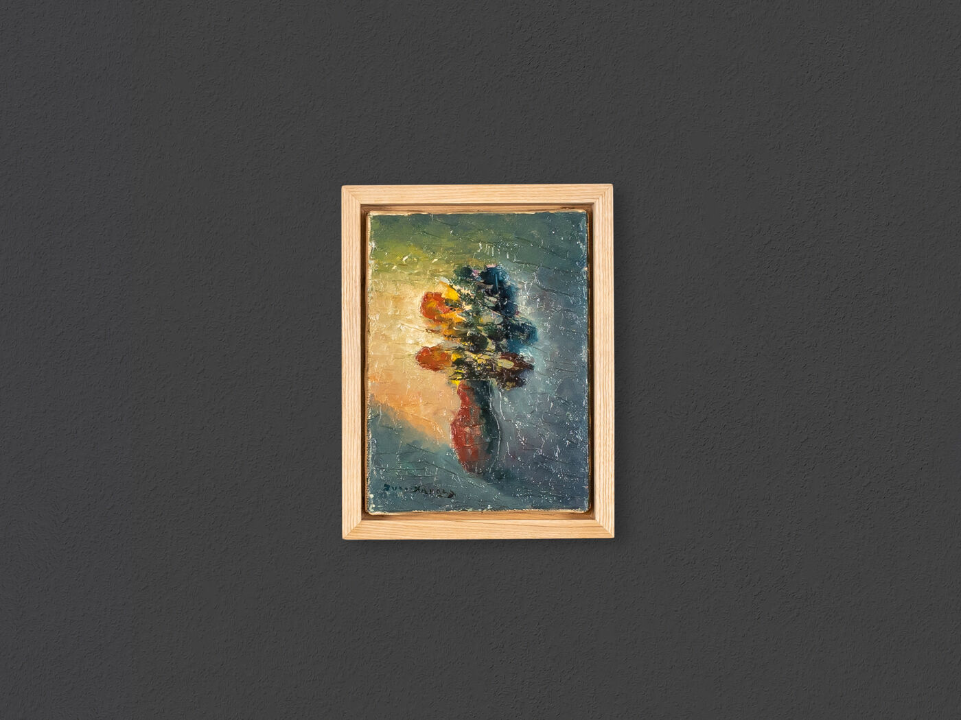 Expressionistic still life with flowers, oil on canvas, 20 x 26cm