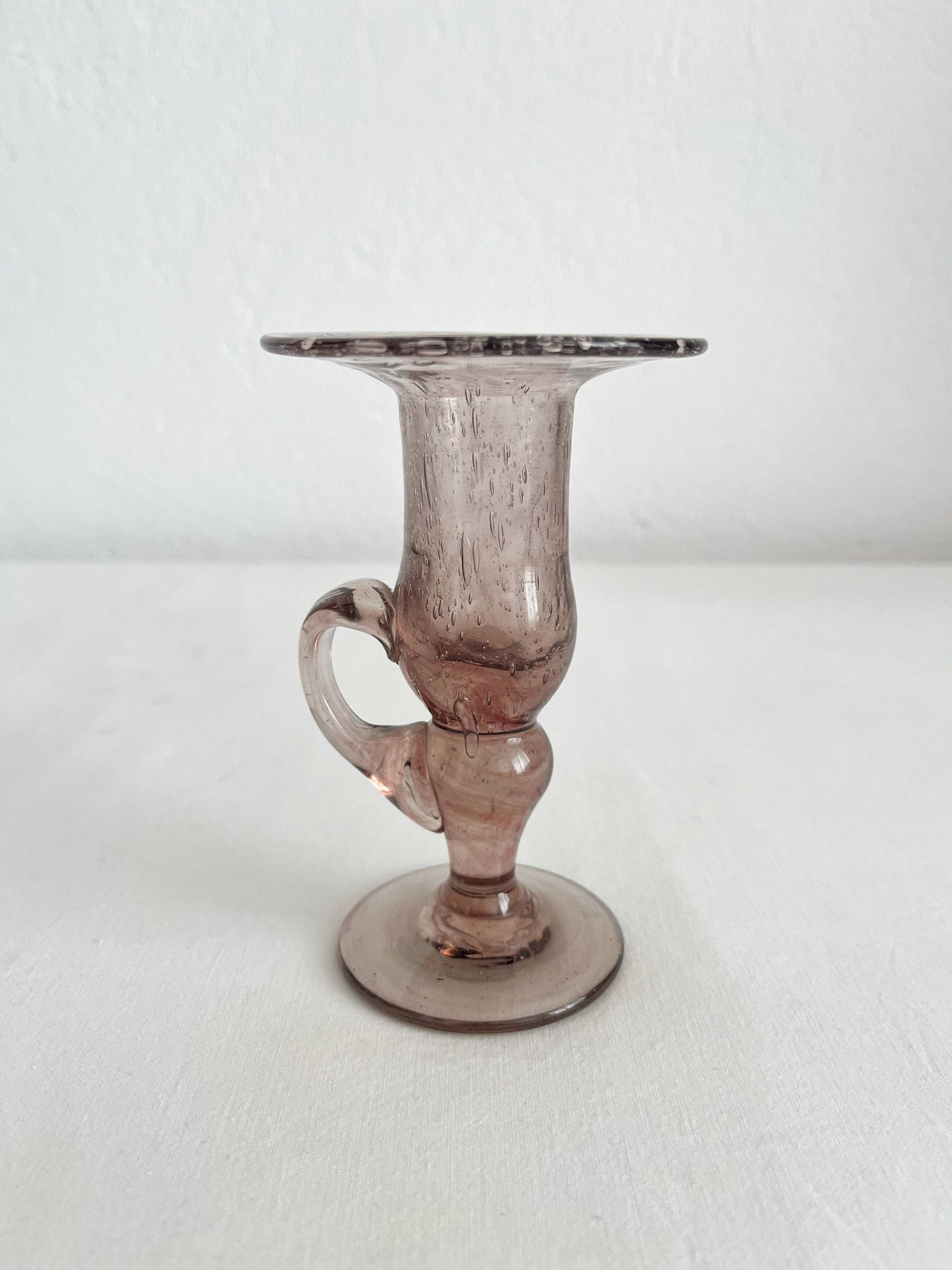 Bougeoir en verre soufflé bullé Biot vintage