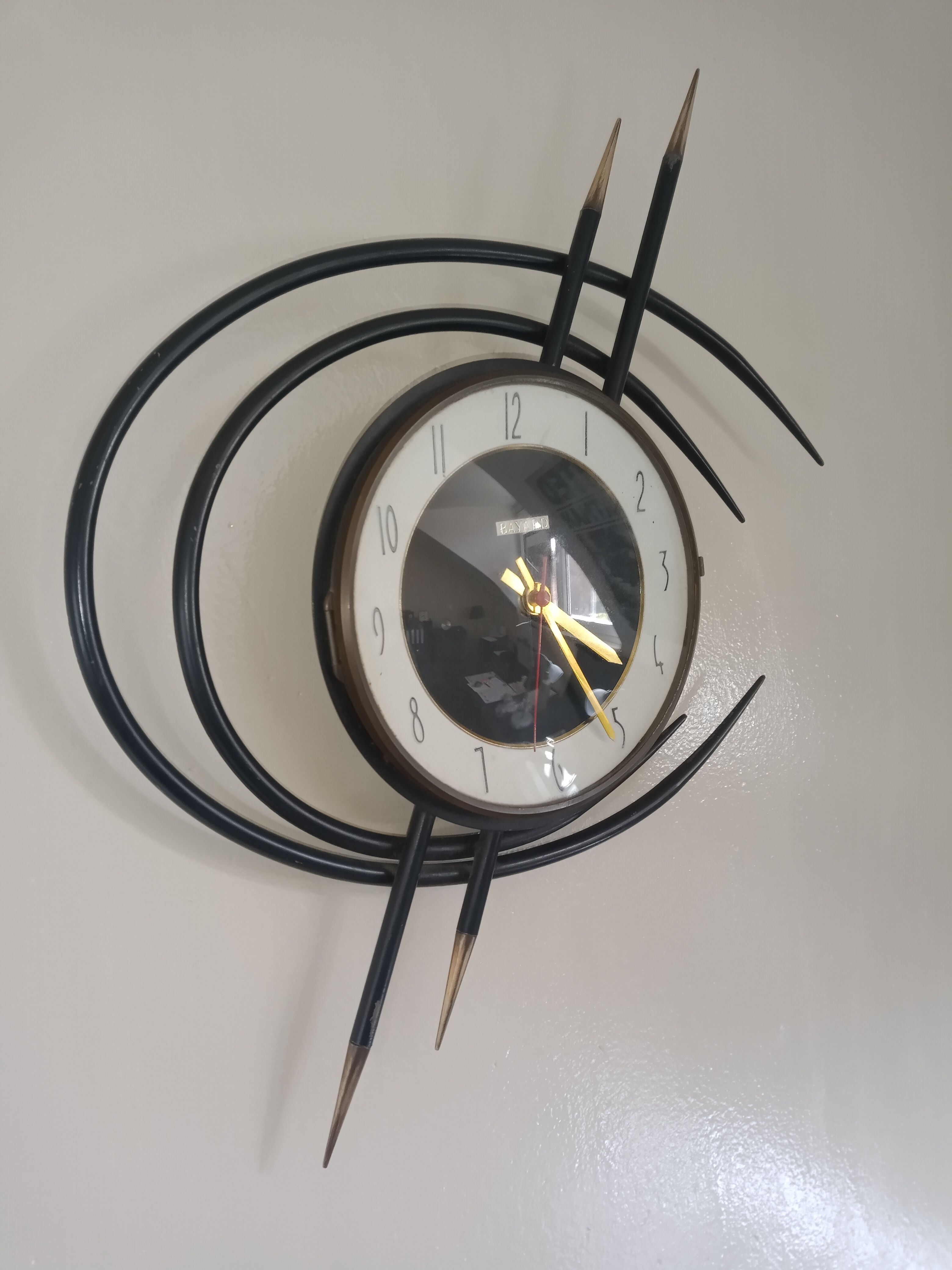 Vintage Bayard iron and brass clock 1960
