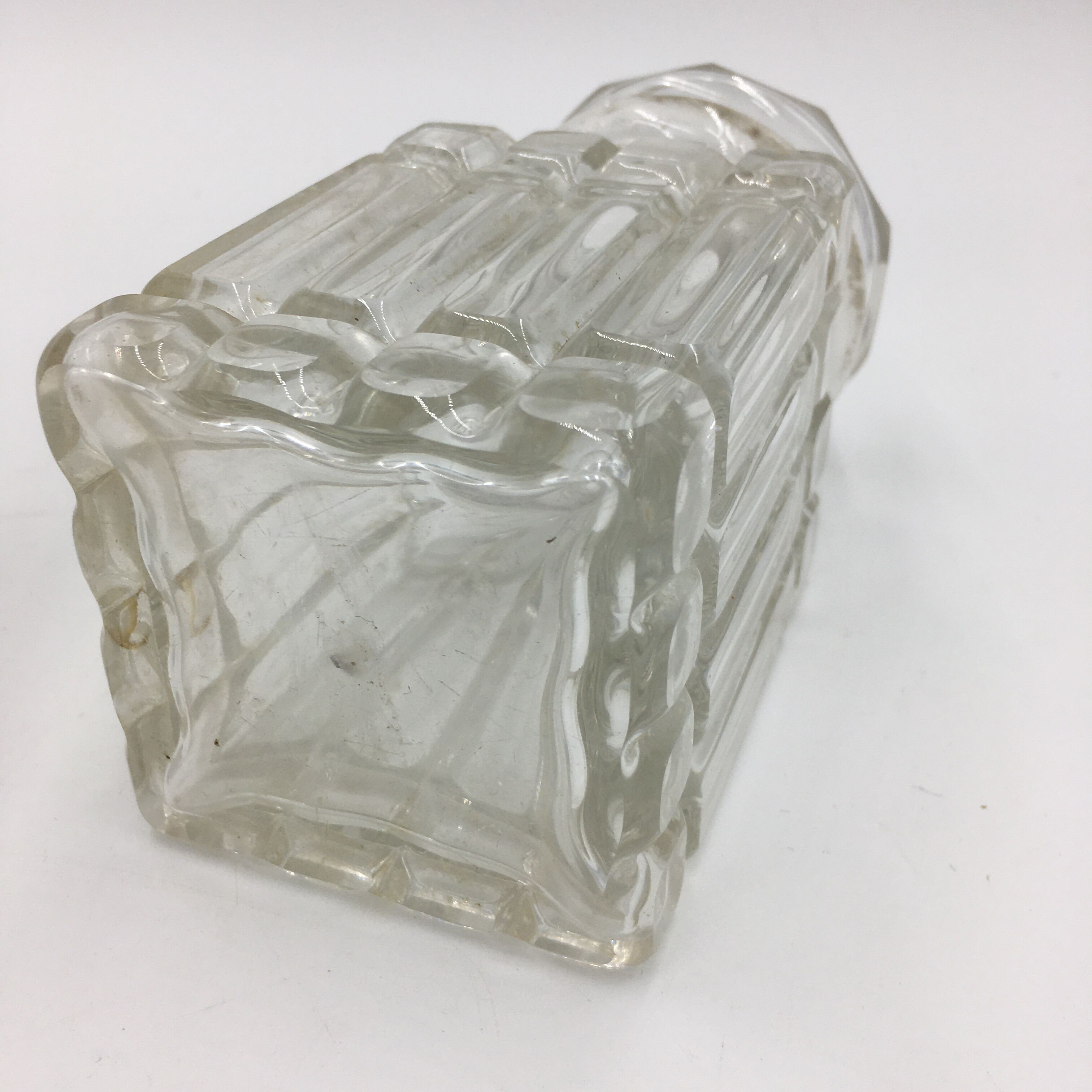 Duo of chiseled glass jars