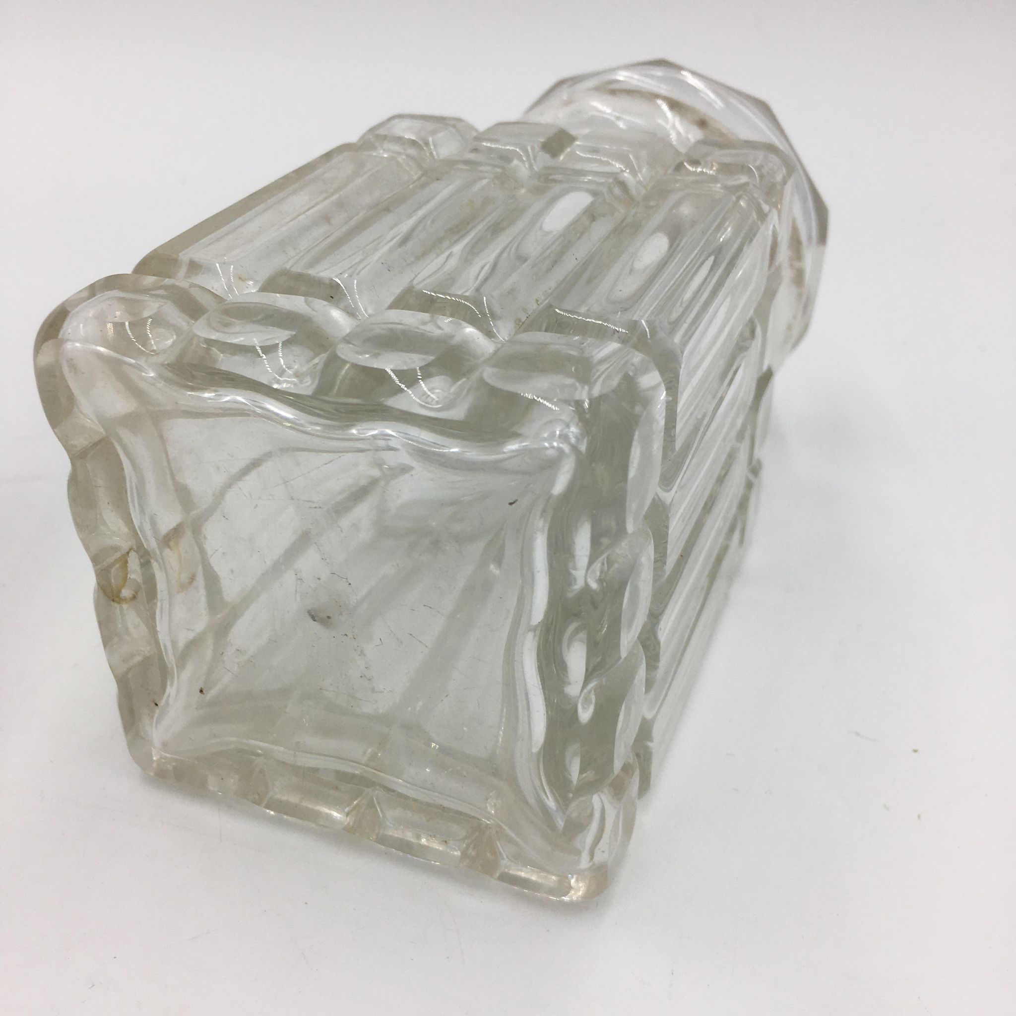 Duo of chiseled glass jars