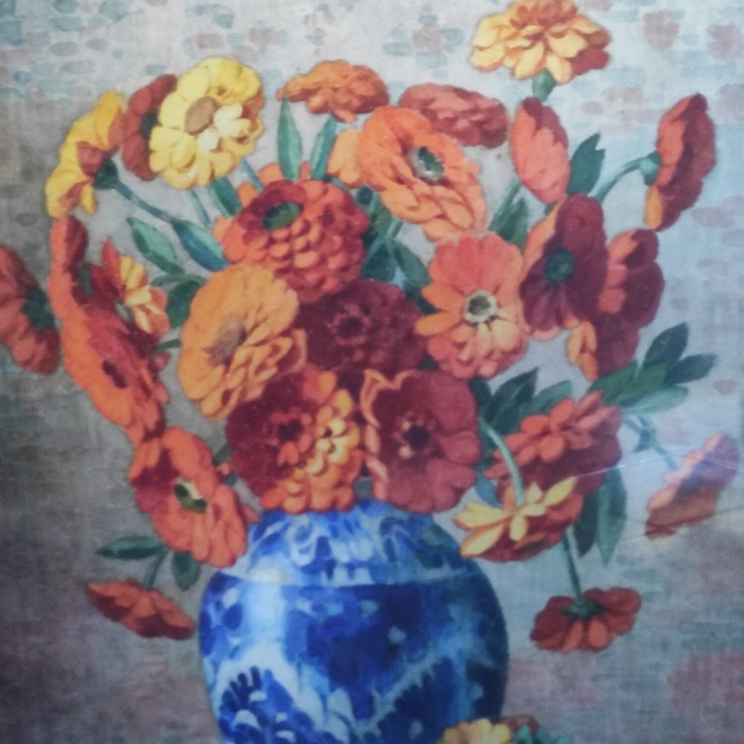 Aquarelle ancienne nature aux fleurs
