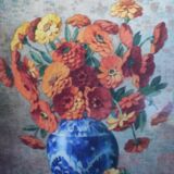Aquarelle ancienne nature aux fleurs