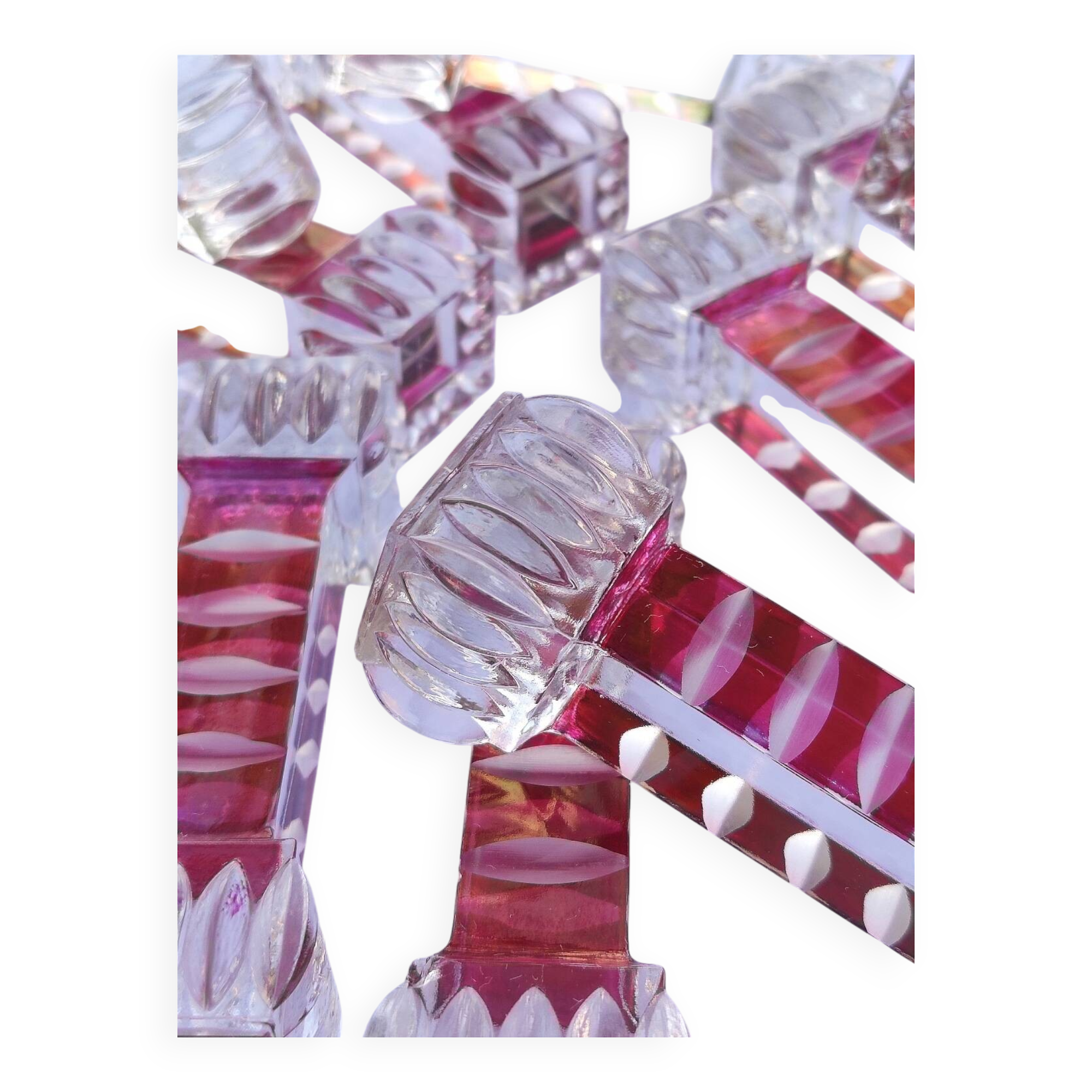 12 colored crystal knife holders - 1970