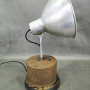 1940 industrial table lamp in aluminium and metal, Czechoslovakia