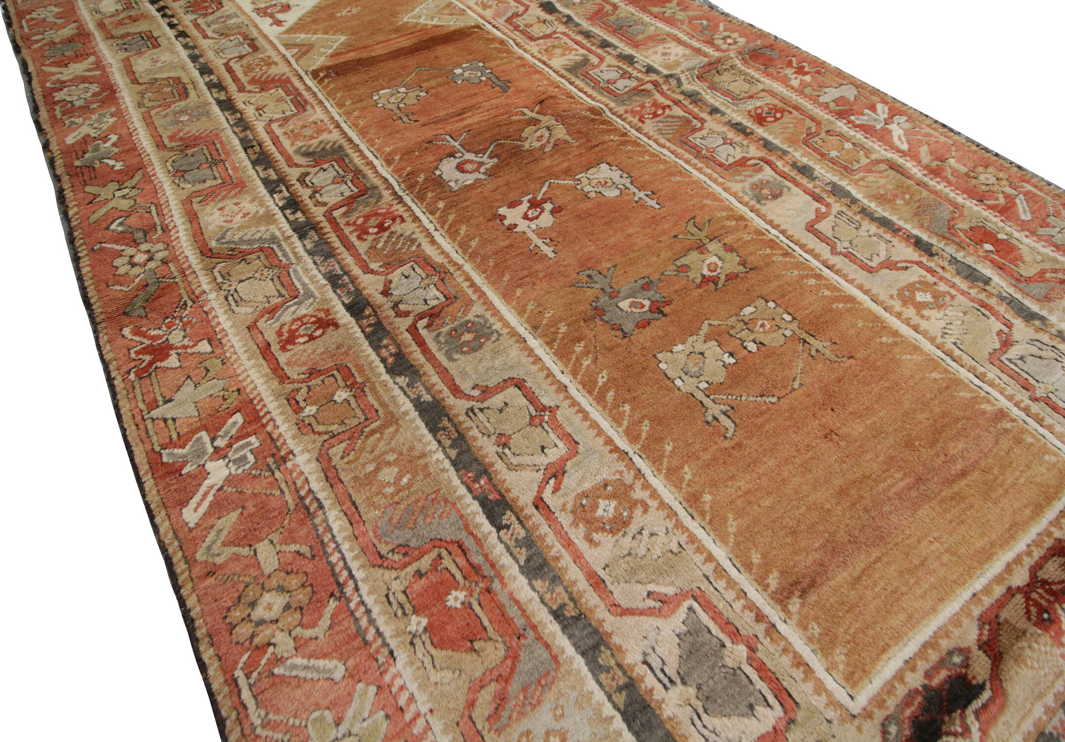 Antique handmade wool turkish milas rug- 128x230cm