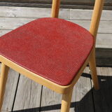 5 chairs light beech skaï red 1950