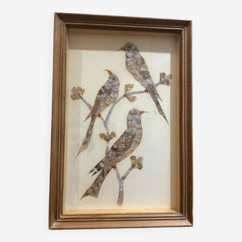 cadre sous verre aux oiseaux