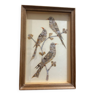 frame under glass with birds