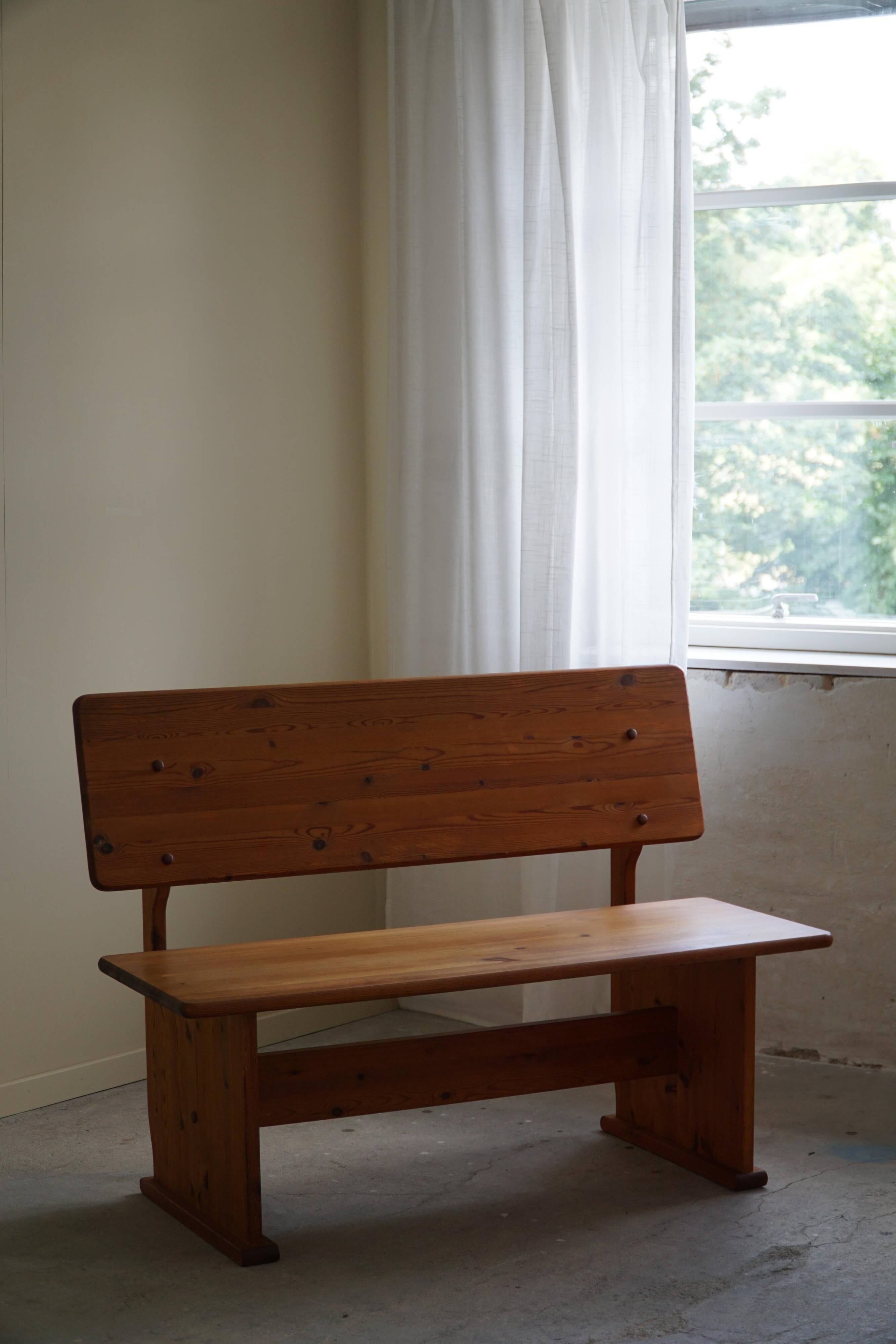 Modern Mid-Century Pine Bench, Made by a Swedish Cabinetmaker in the 1970s