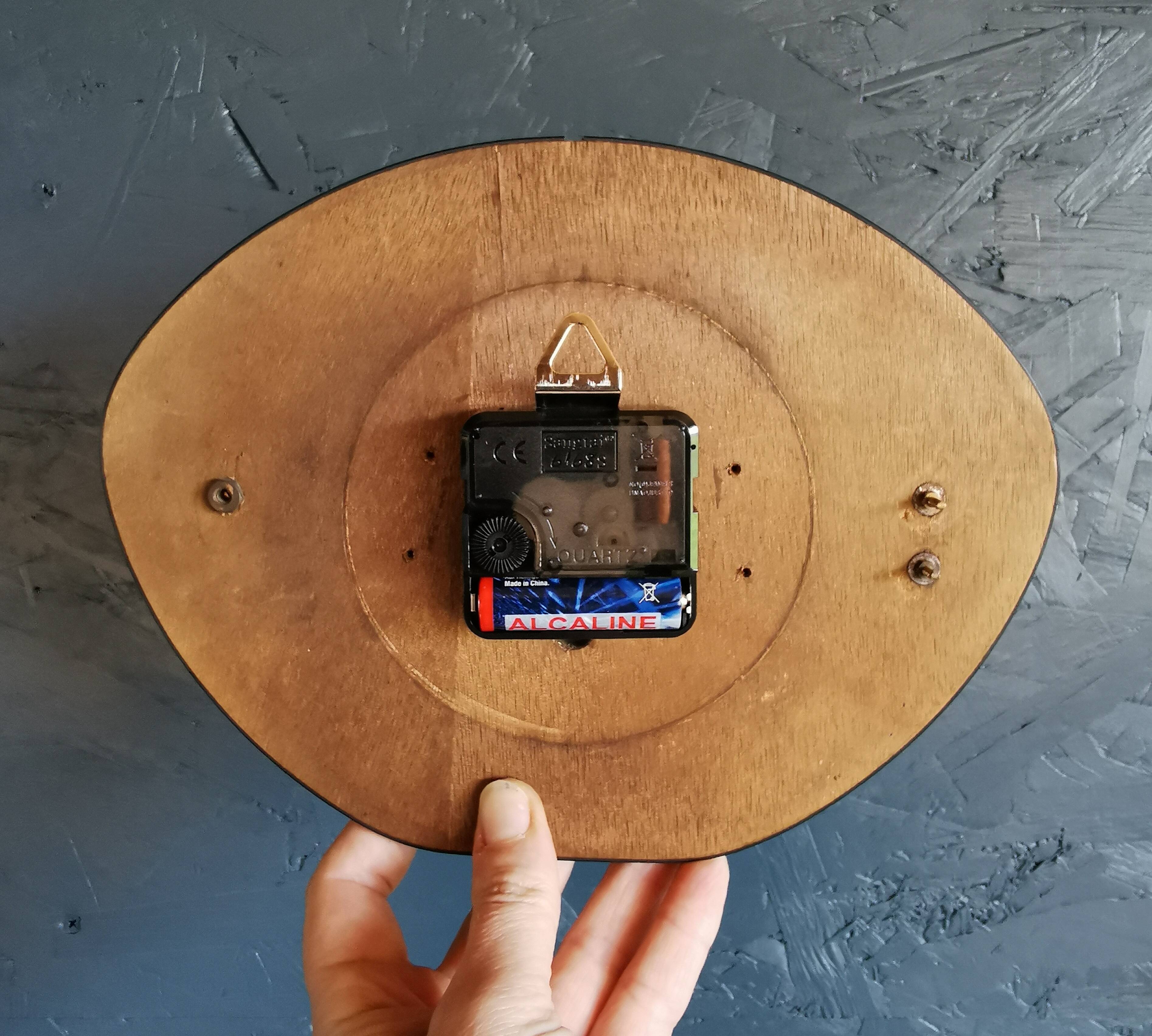 Vintage formica clock silent wall pendulum "FFR Morbier yellow red"