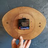 Vintage formica clock silent wall pendulum "FFR Morbier yellow red"